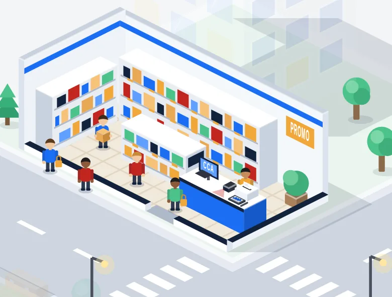 Au magasin : vue intérieure